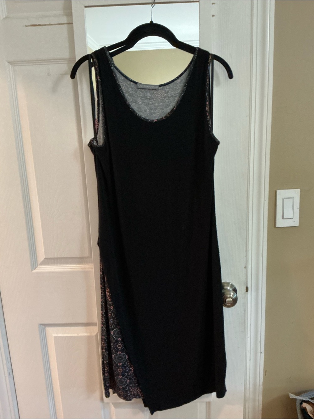Loveappella Black Floral Side Panel Sleeveless Midi Dress XL